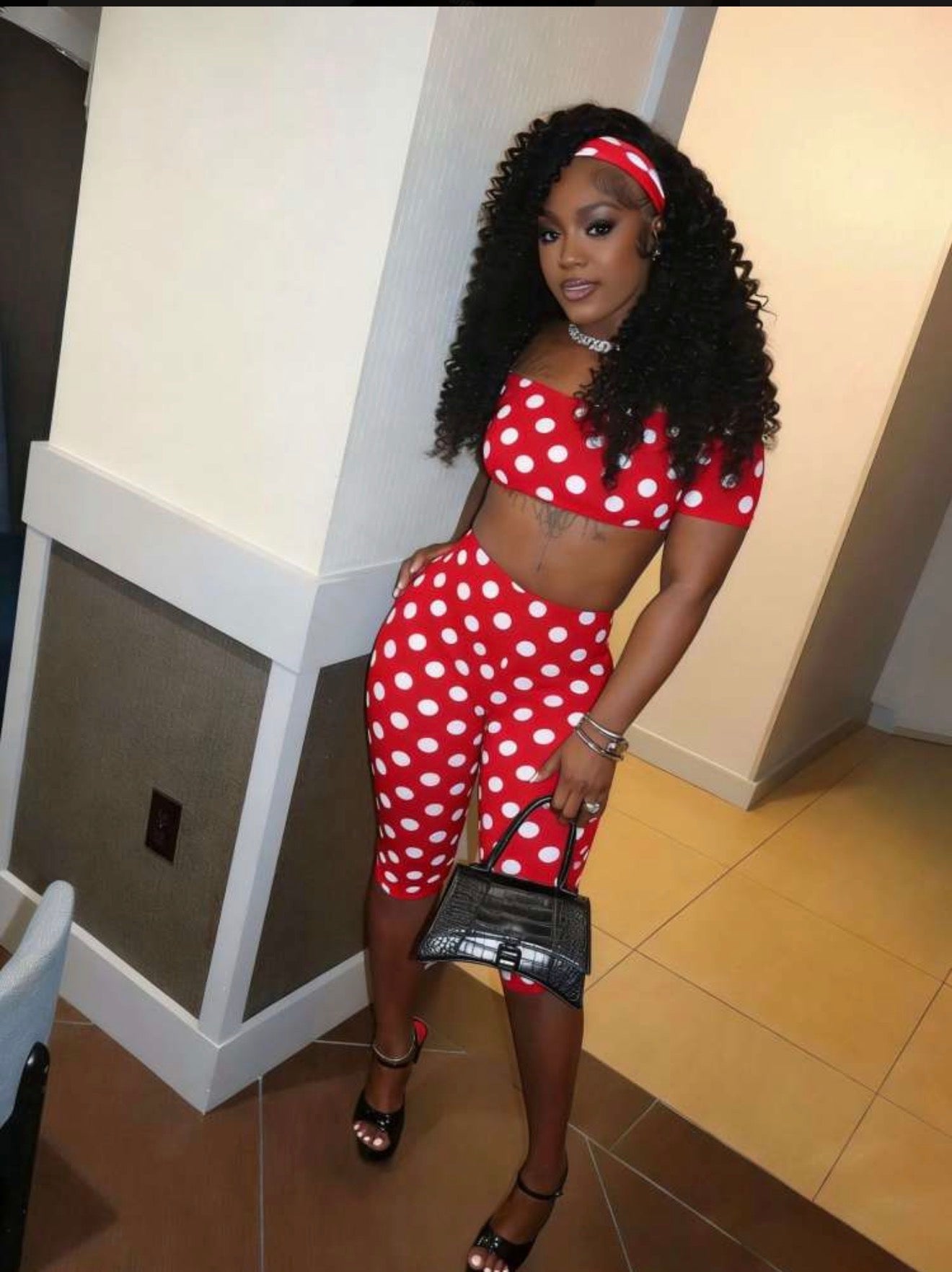 Polka dot 3pc set hair band included