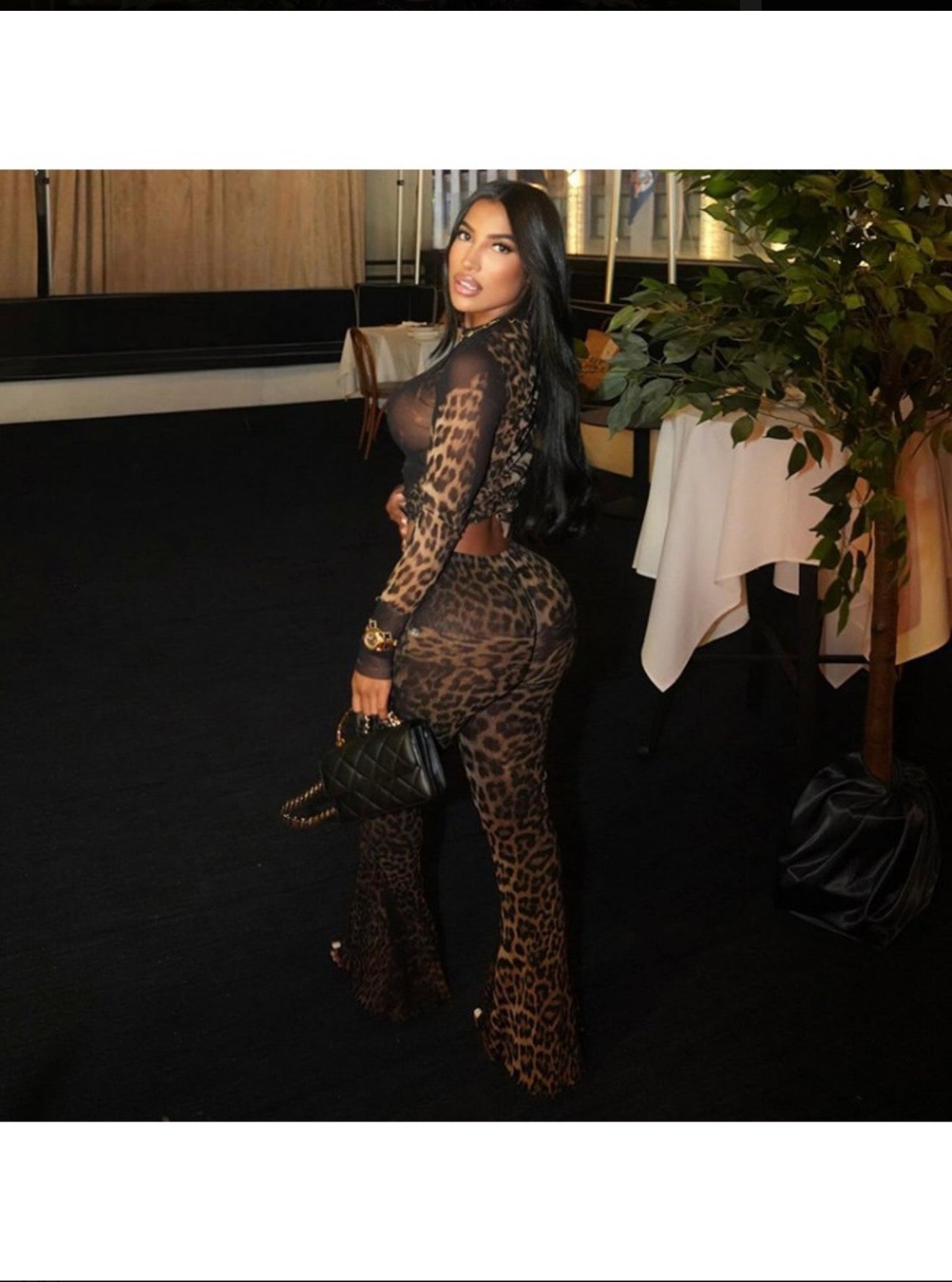 Leopard Pattern Long Sleeve Cropped Pant Sets